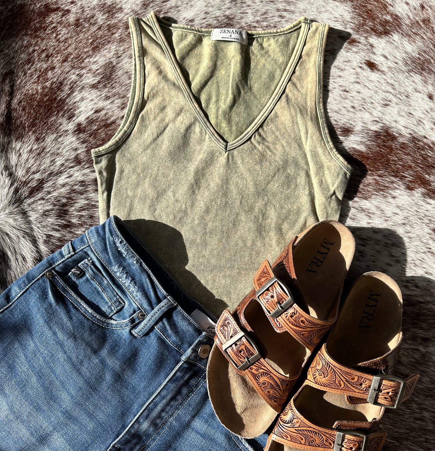 Mineral washed vneck bodysuit