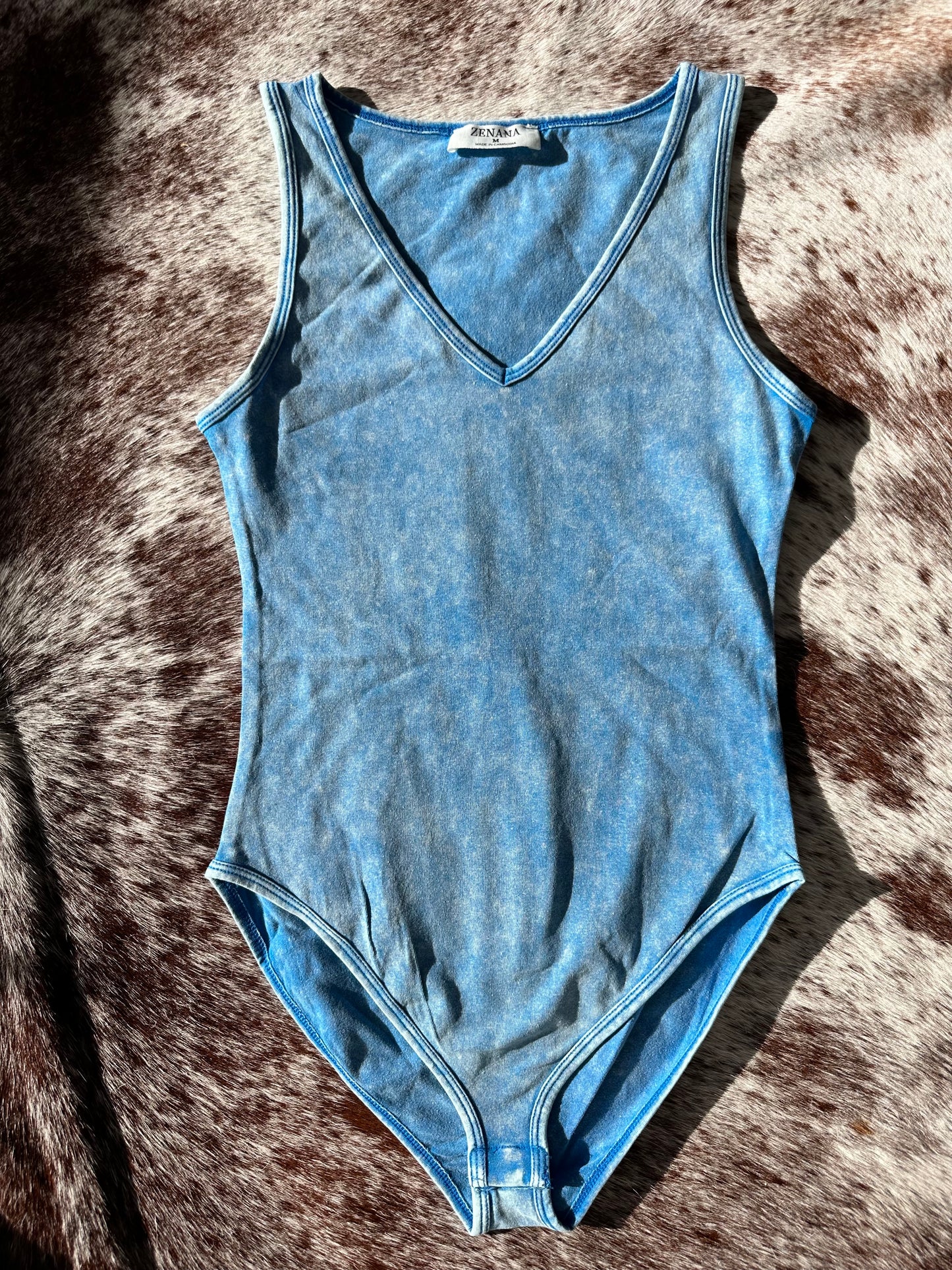 Mineral washed vneck bodysuit