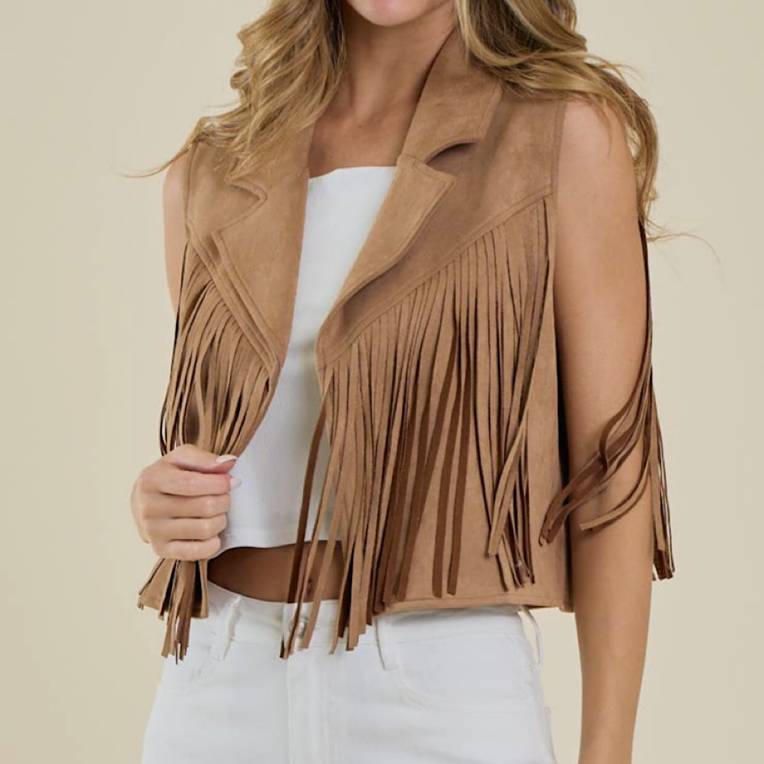 Edgy Cowgirl Vest - Tan/Tan