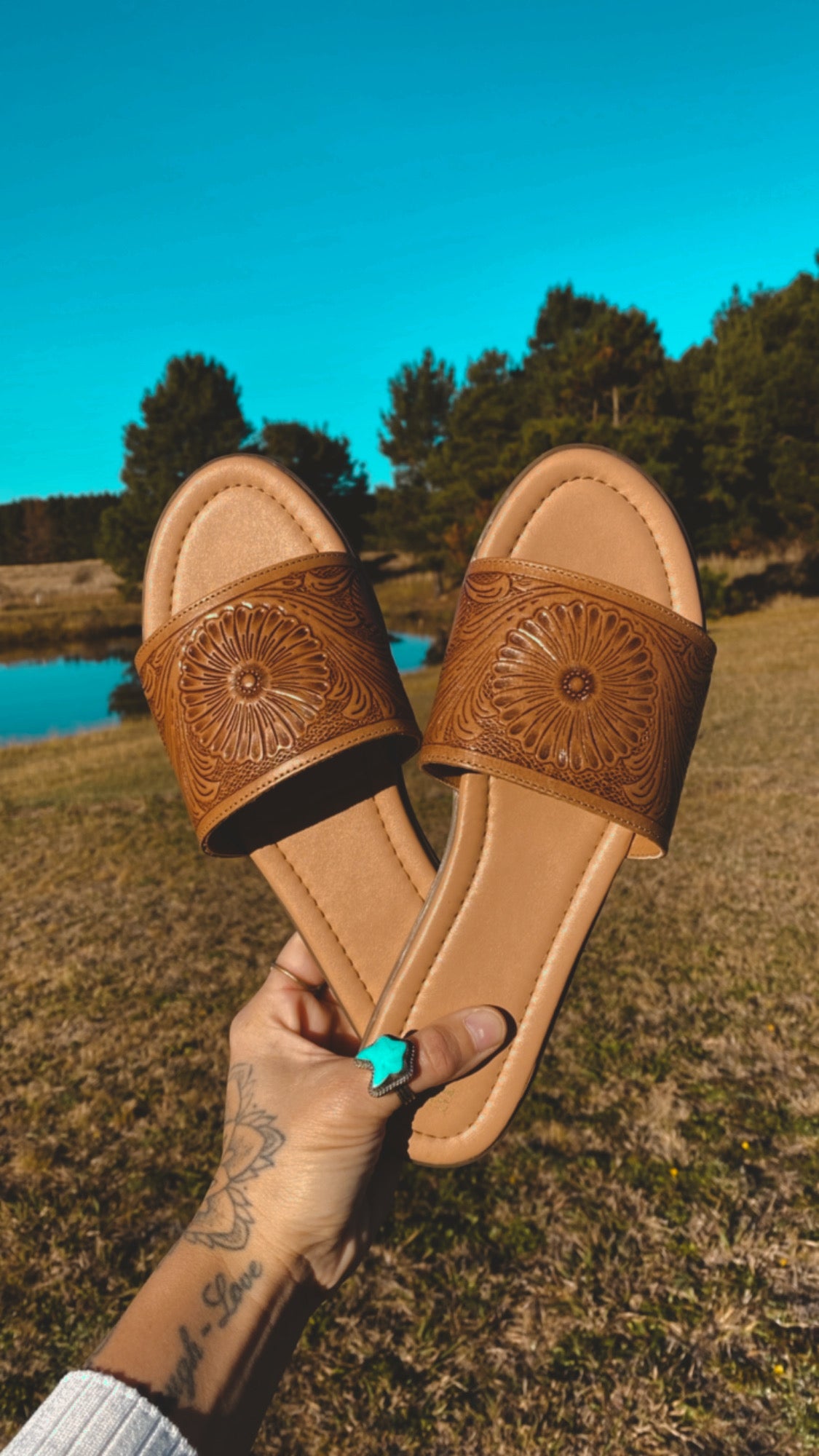 Mary Jane Western Hand-Tooled Sandals