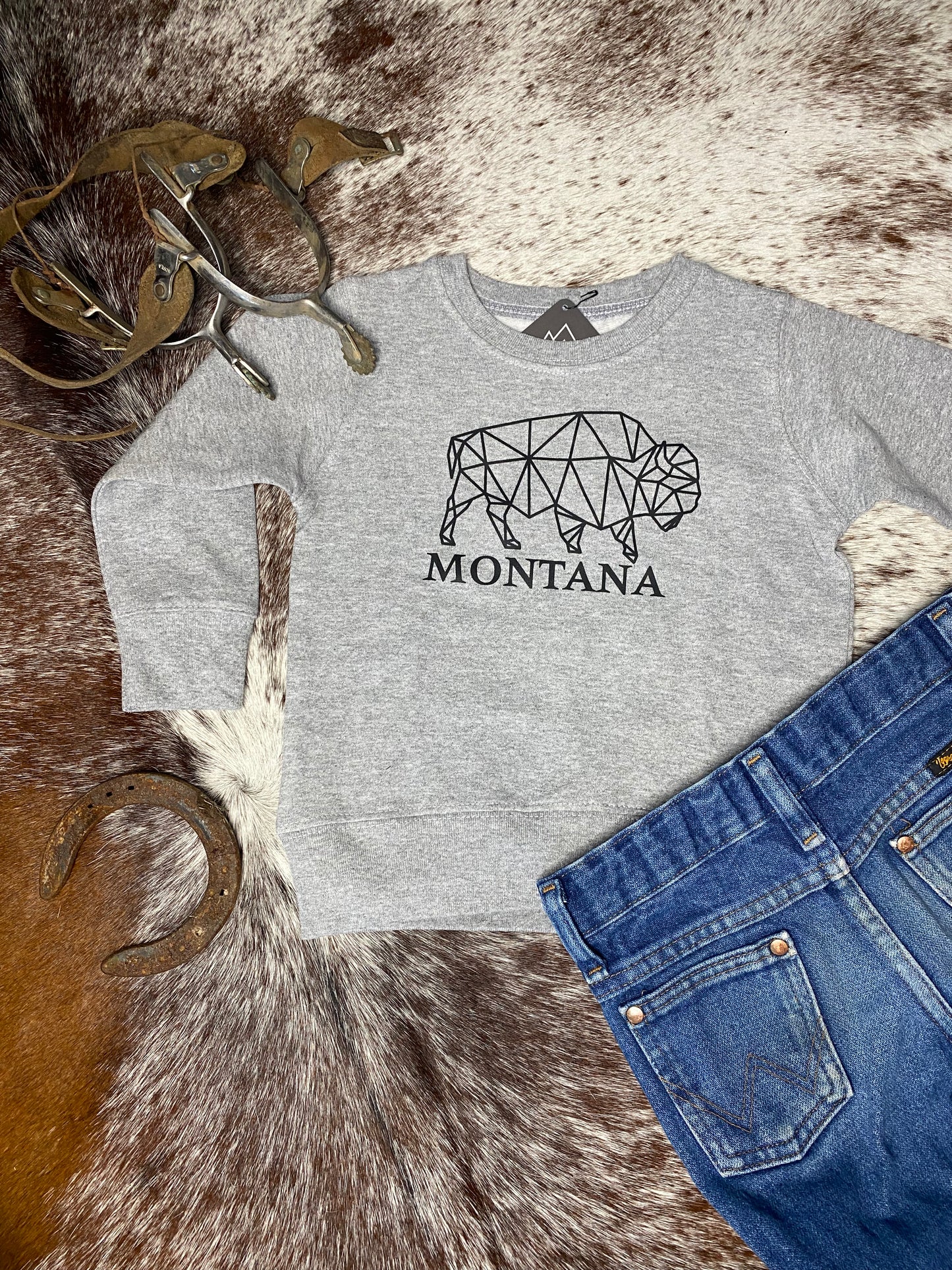 Geo Bison Crewneck Kids - Grey
