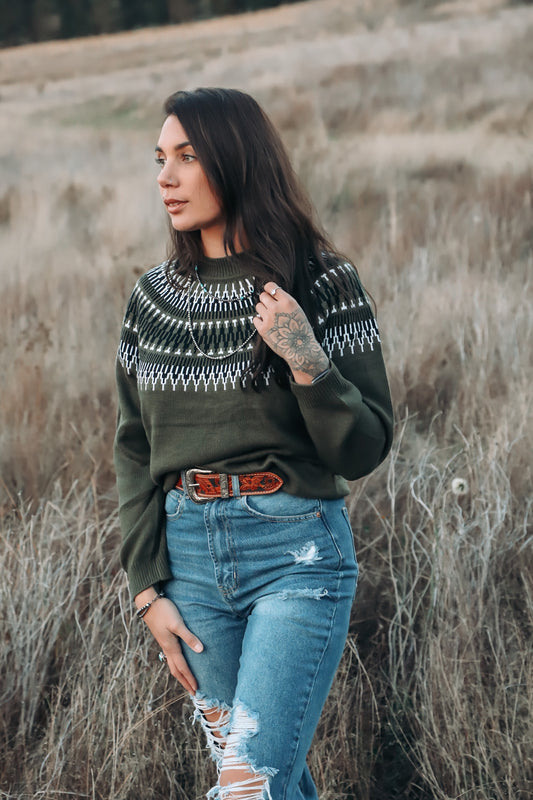 Aztec Sweater - Green