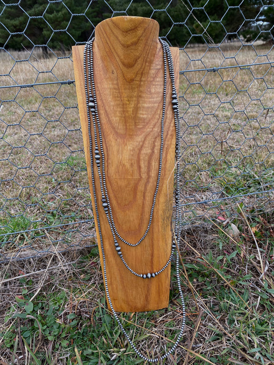 46", 3-strand Navajo Faux Pearl Necklace
