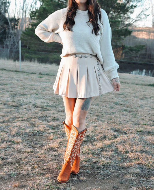 Pleated Skort - Beige