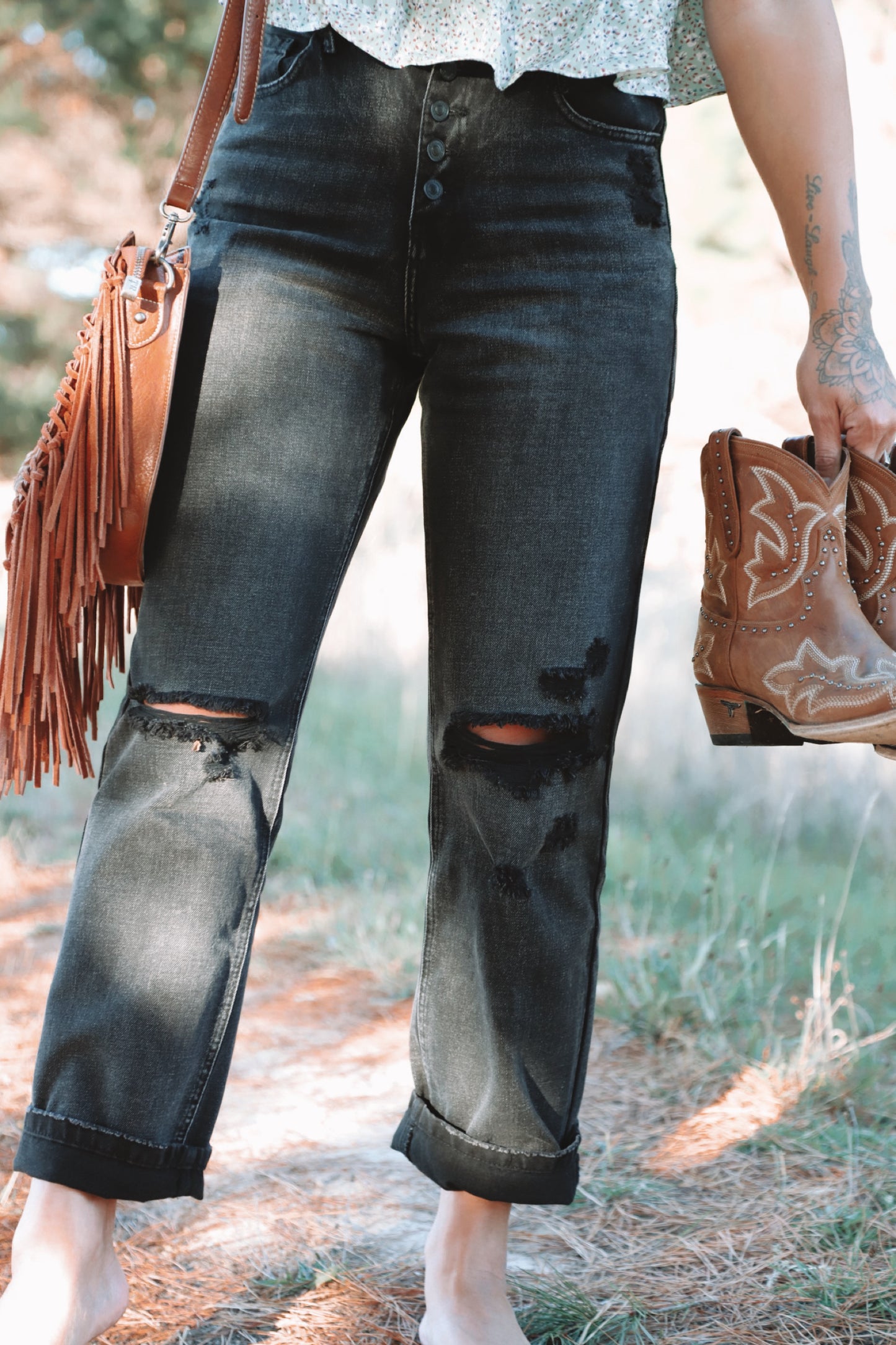 Kancan - Black high rise straight leg